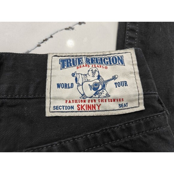 True Religion Jeans Women’s Size 27 Black Denim Skinny World Tour White Stitch - Picture 13 of 13
